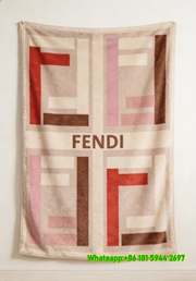 Fendi Warm Tone Geometric FF Monogram Flannel Sofa Throw Blanket IMG_9416